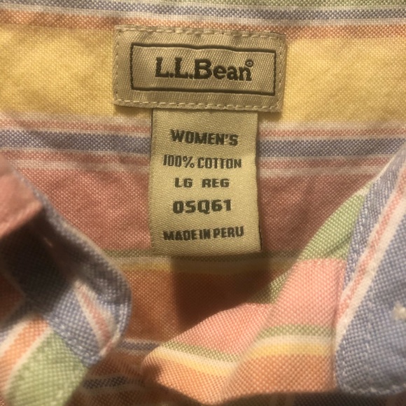 LL BEAN Pastel Striped Oxford Button Down Shirt Shacket Vintage 90’s - Picture 6 of 8